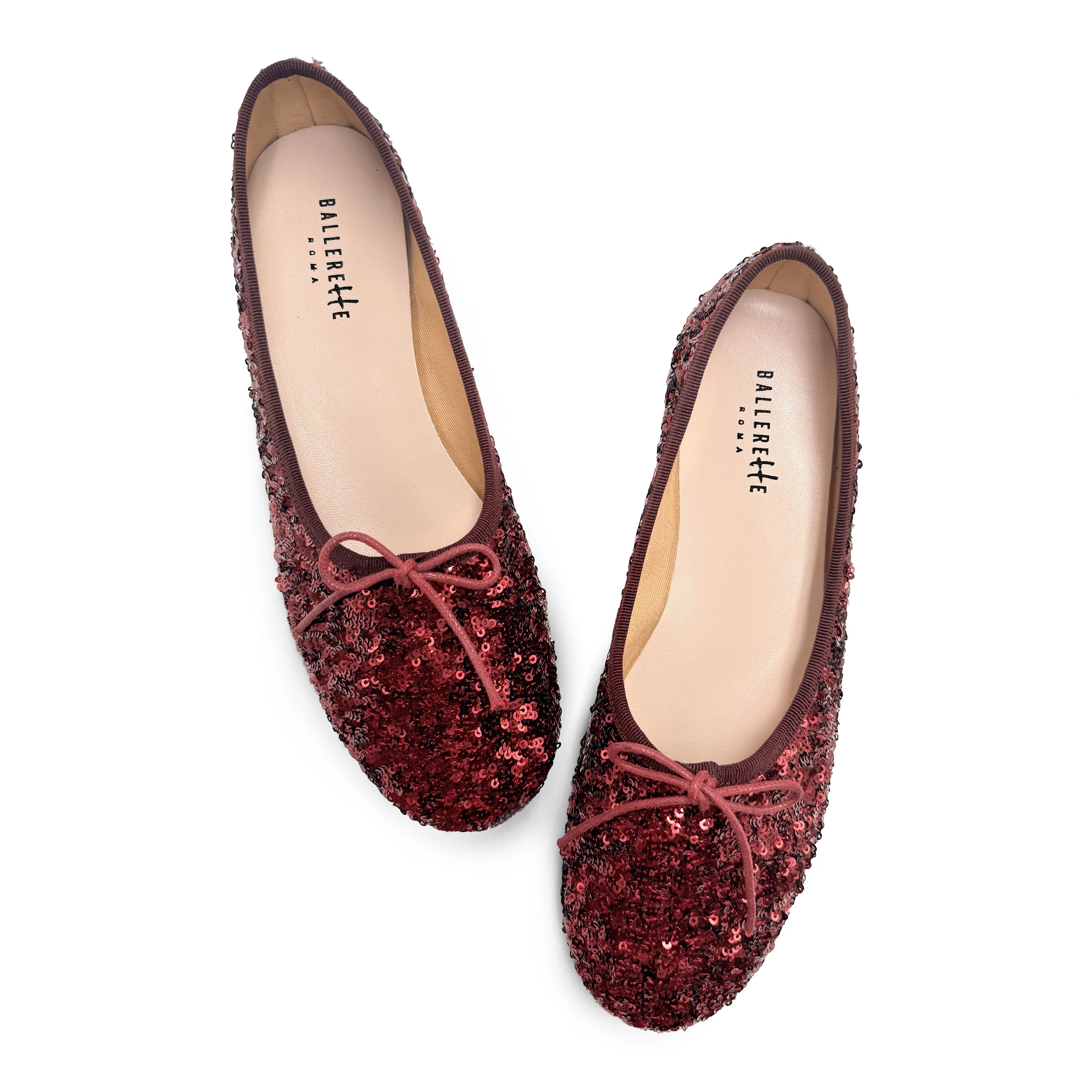 Ballerine accollate con paillettes rosse bordeaux - Image 2