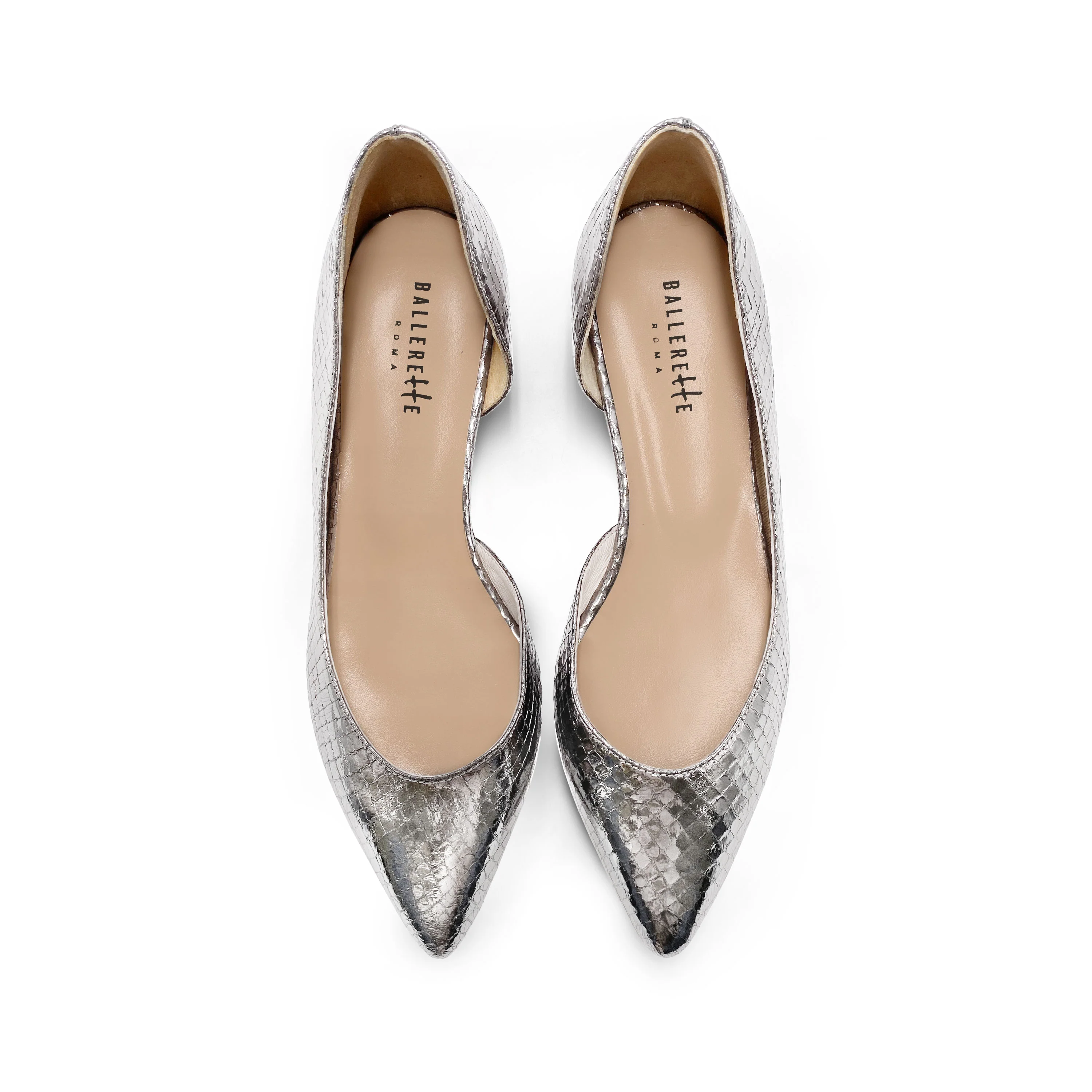 Ballerine aperte a punta laminate argento - Image 2