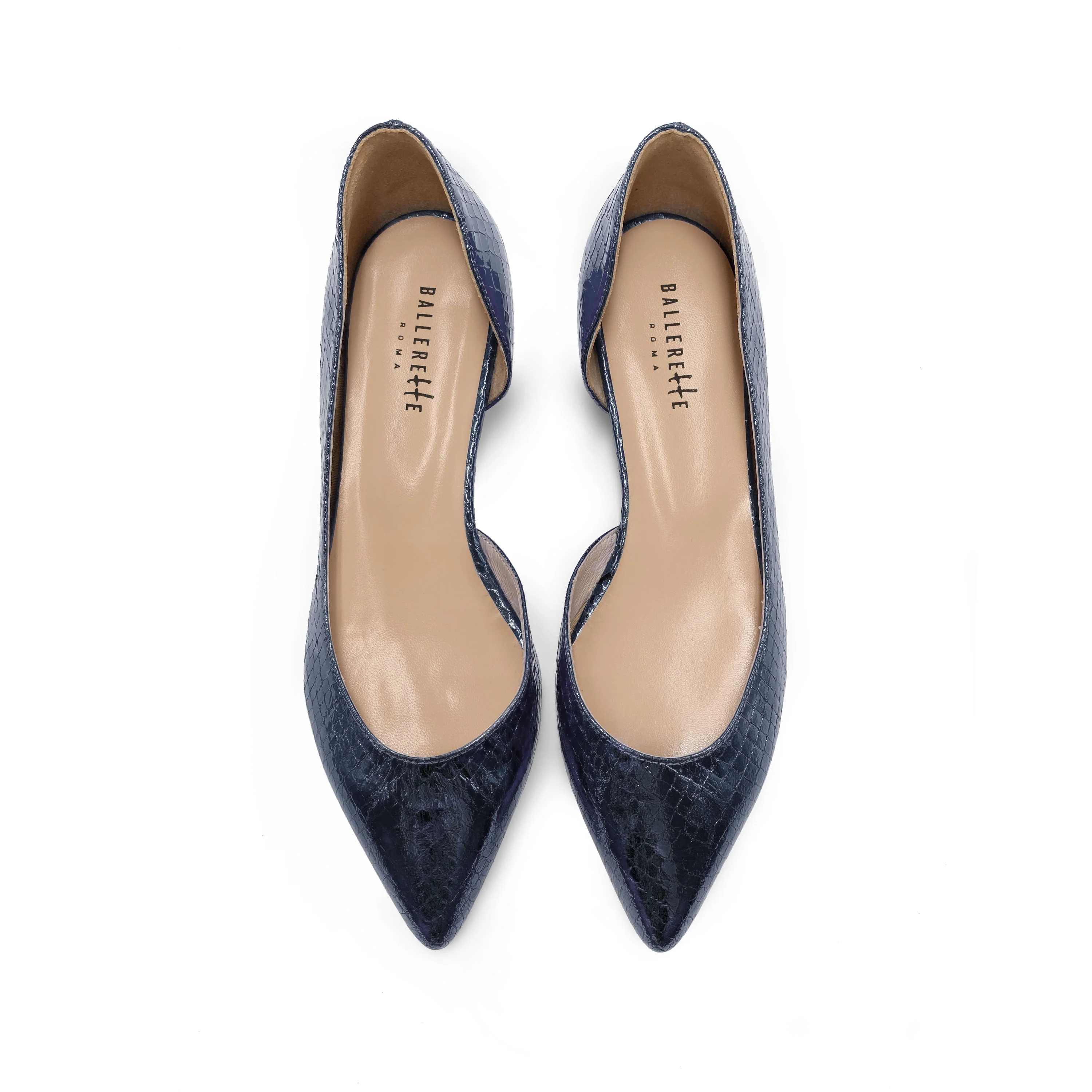 Ballerine aperte a punta laminate blu - Image 2