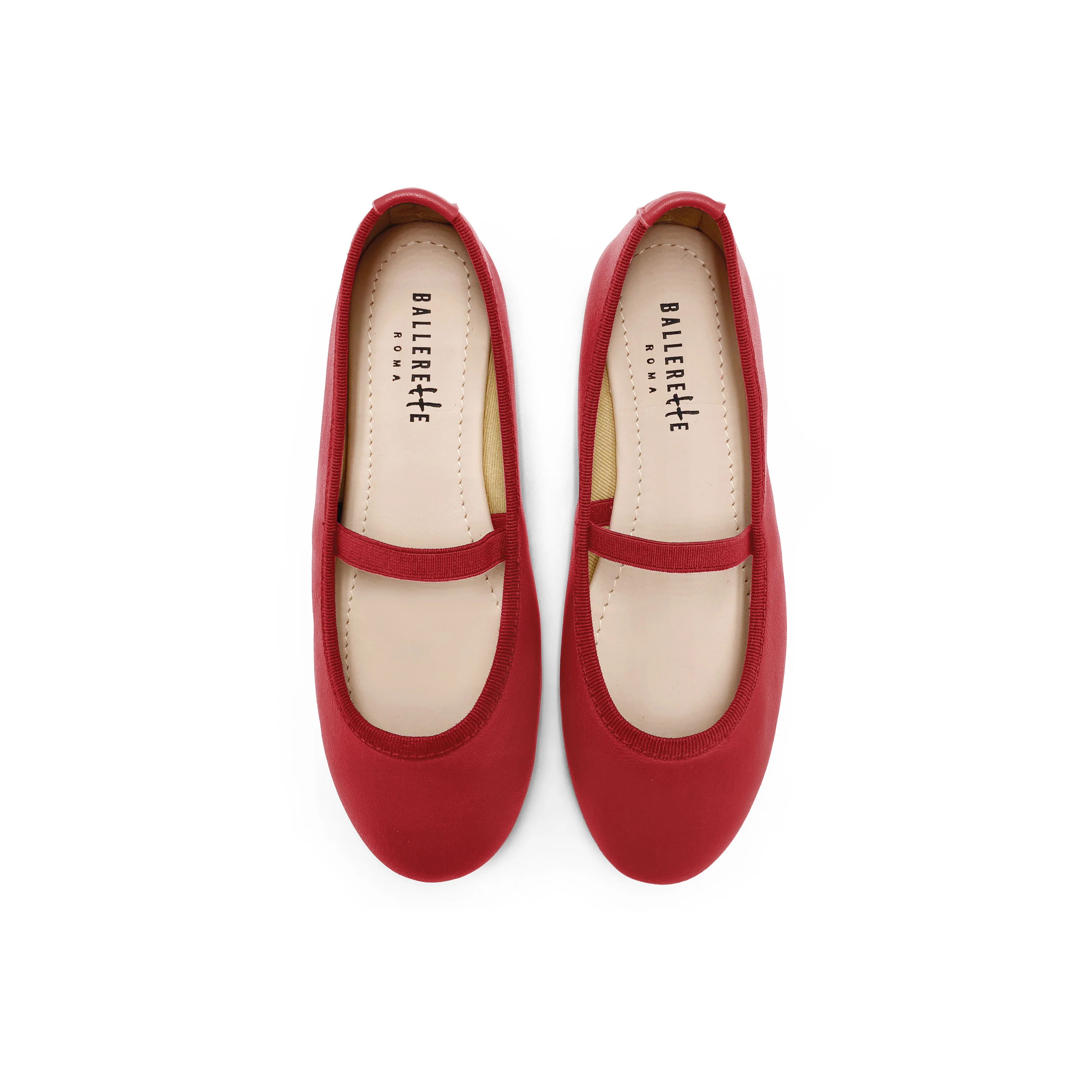 Ballerine bambina rosse in pelle con elastico