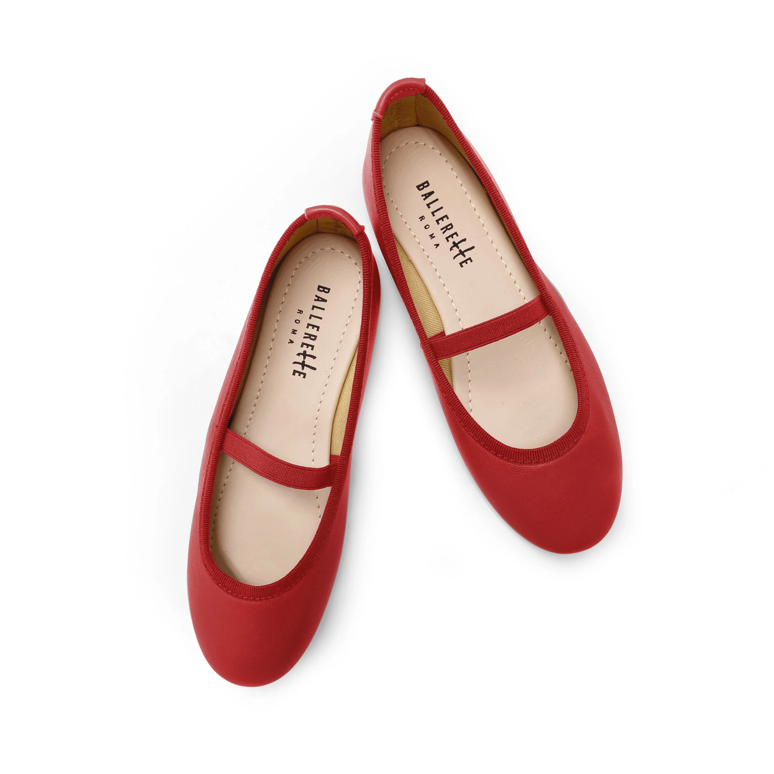 Ballerine bambina rosse in pelle con elastico - Image 2