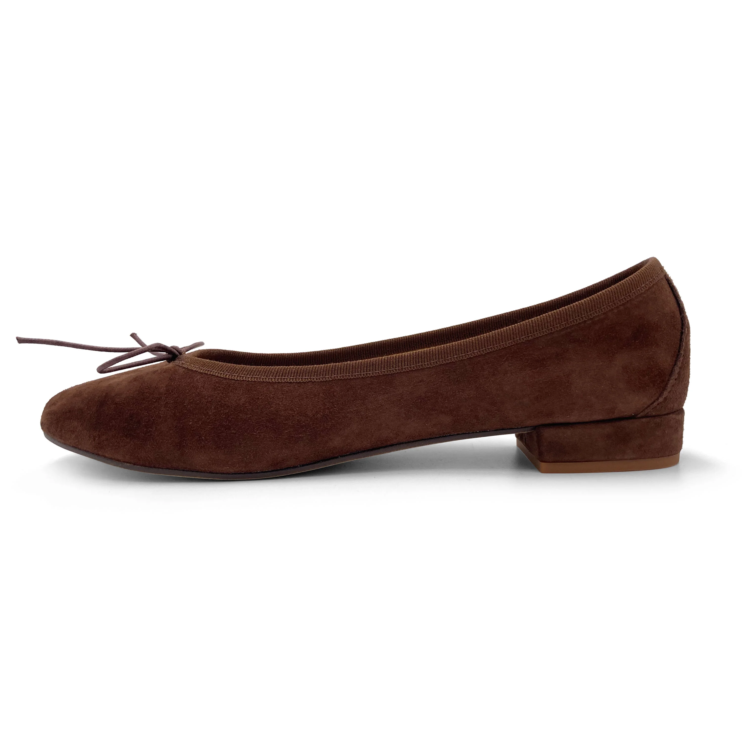 Ballerine con tacco marrone in camoscio - Image 4