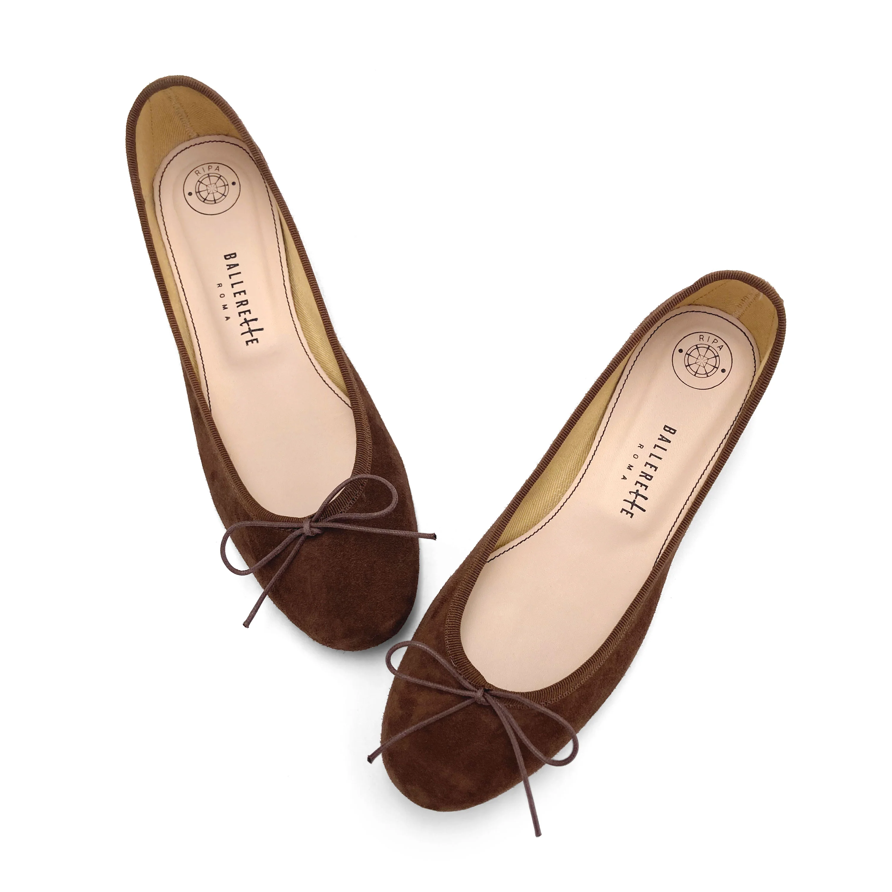 Ballerine con tacco marrone in camoscio - Image 5