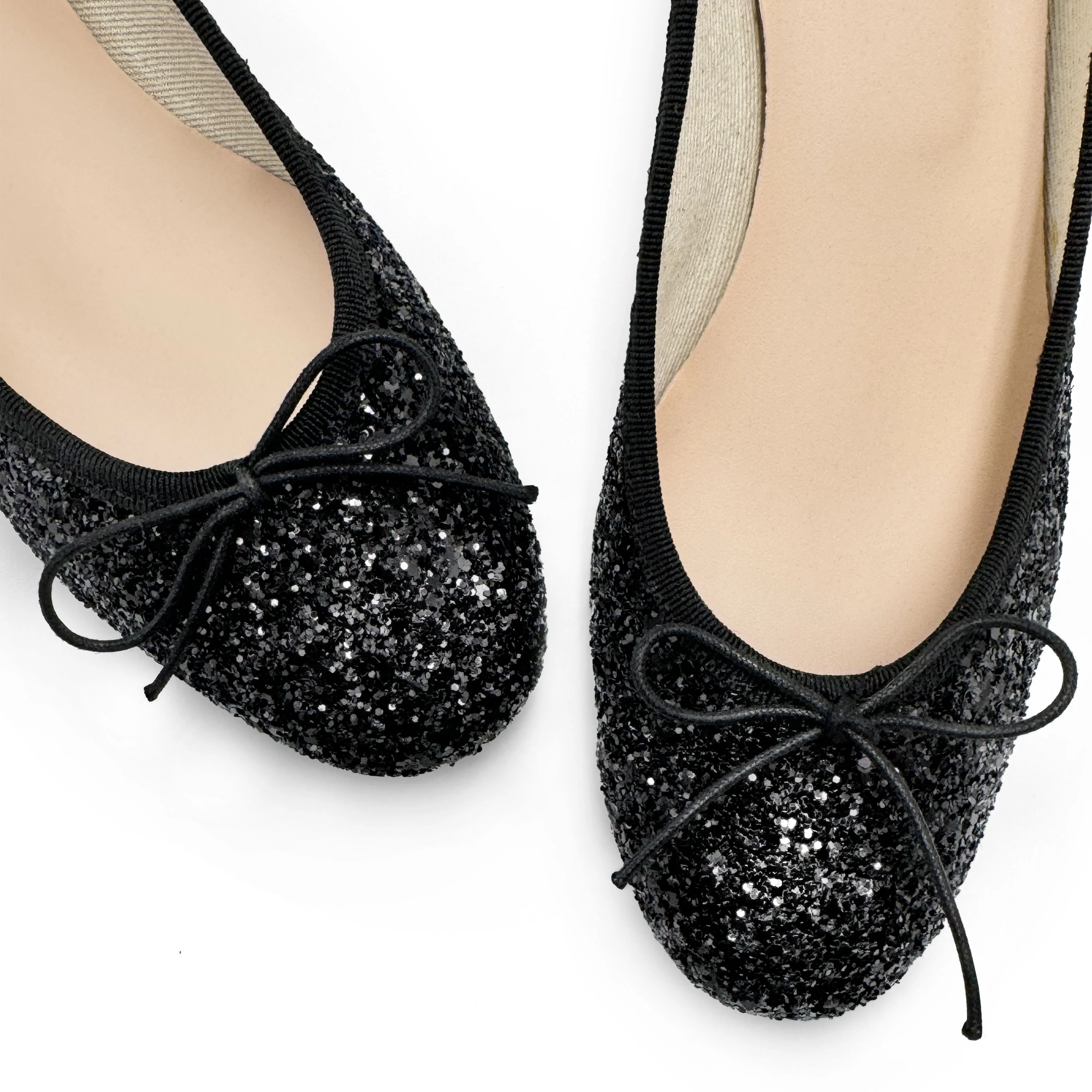 TT GO GREEN Collection - Ballerine con tacco nere glitterate in tessuto ECO - Image 7
