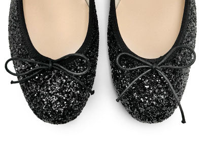 TT GO GREEN Collection - Ballerine con tacco nere glitterate in tessuto ECO - Image 8
