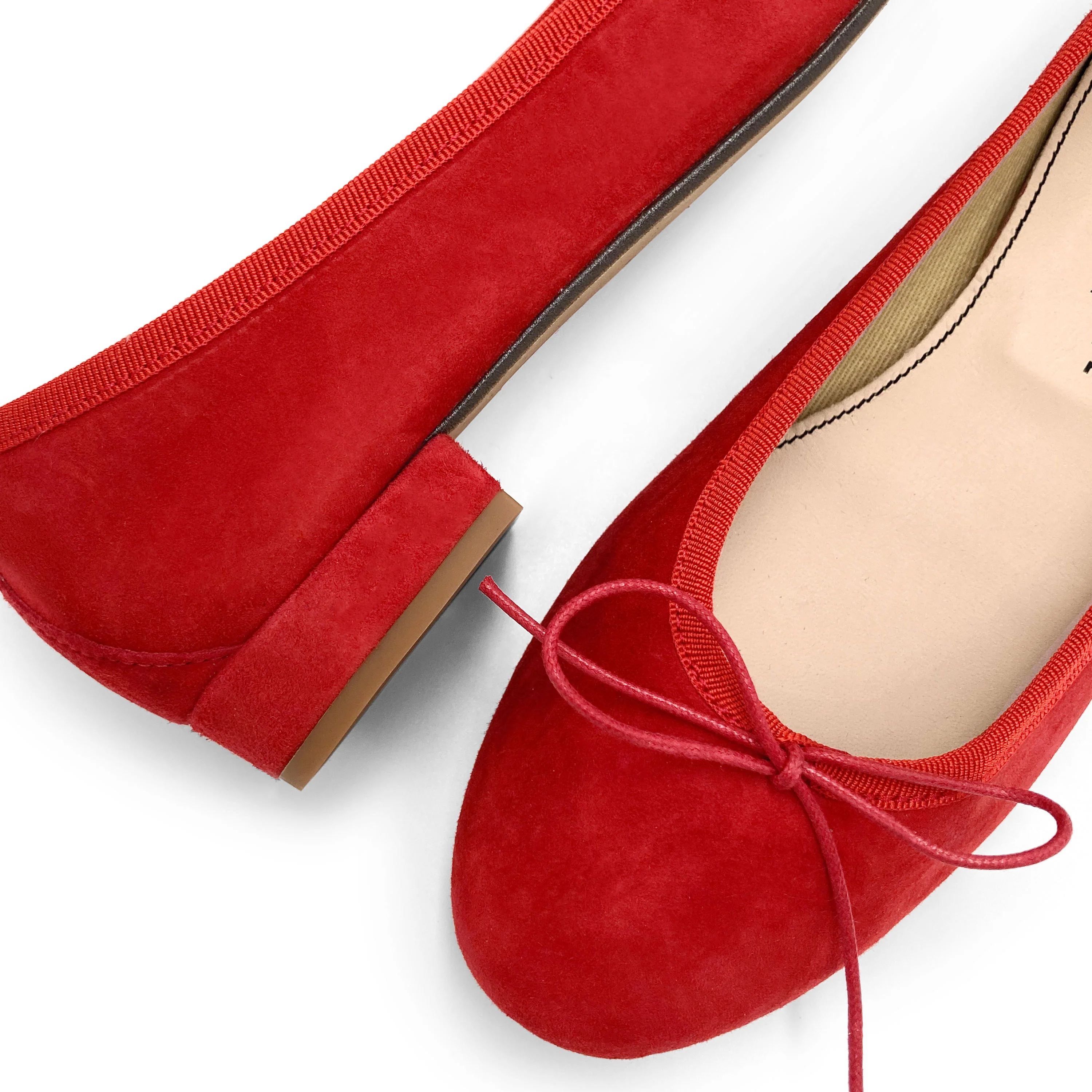 Ballerine con tacco rosse in camoscio - Image 3