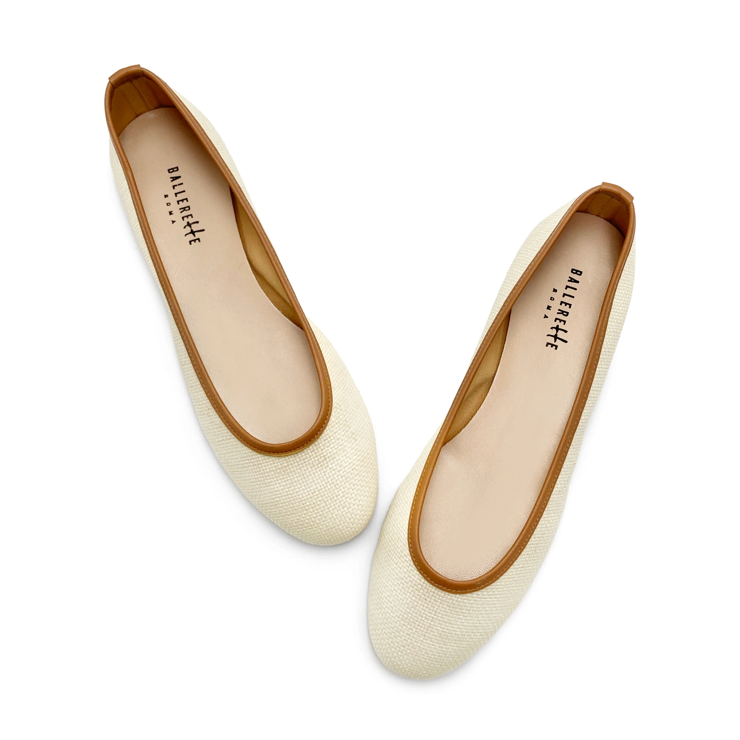 Ballerine estive beige in rafia - Image 2