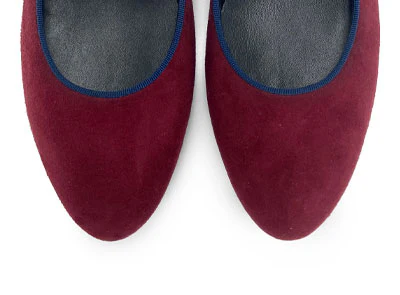 Ballerine Mary Jane bordeaux e blu in camoscio con cinturino - Image 8