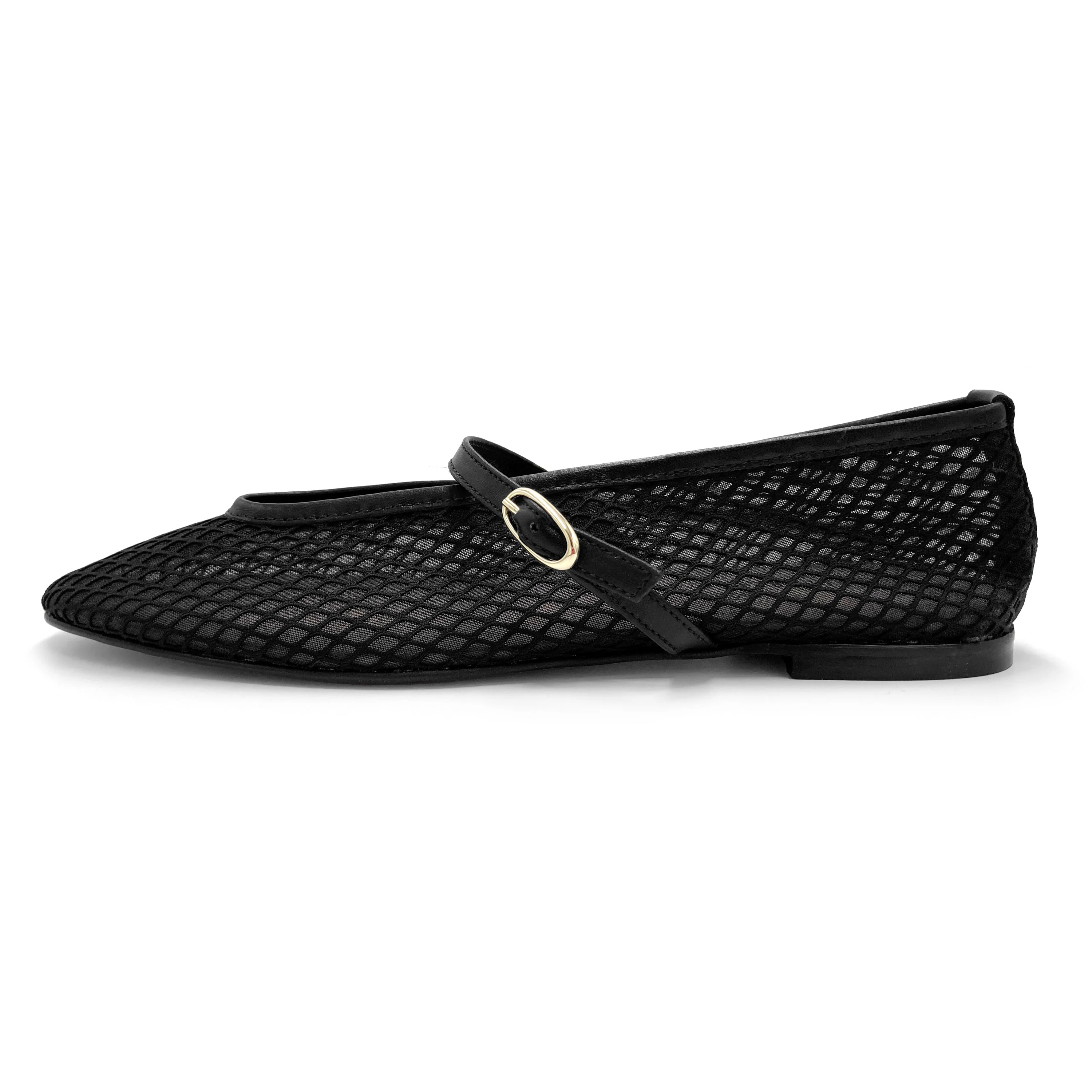 TT GO GREEN Collection - Ballerine mesh trasparenti nere in tessuto ECO a rete con cinturino - Image 4