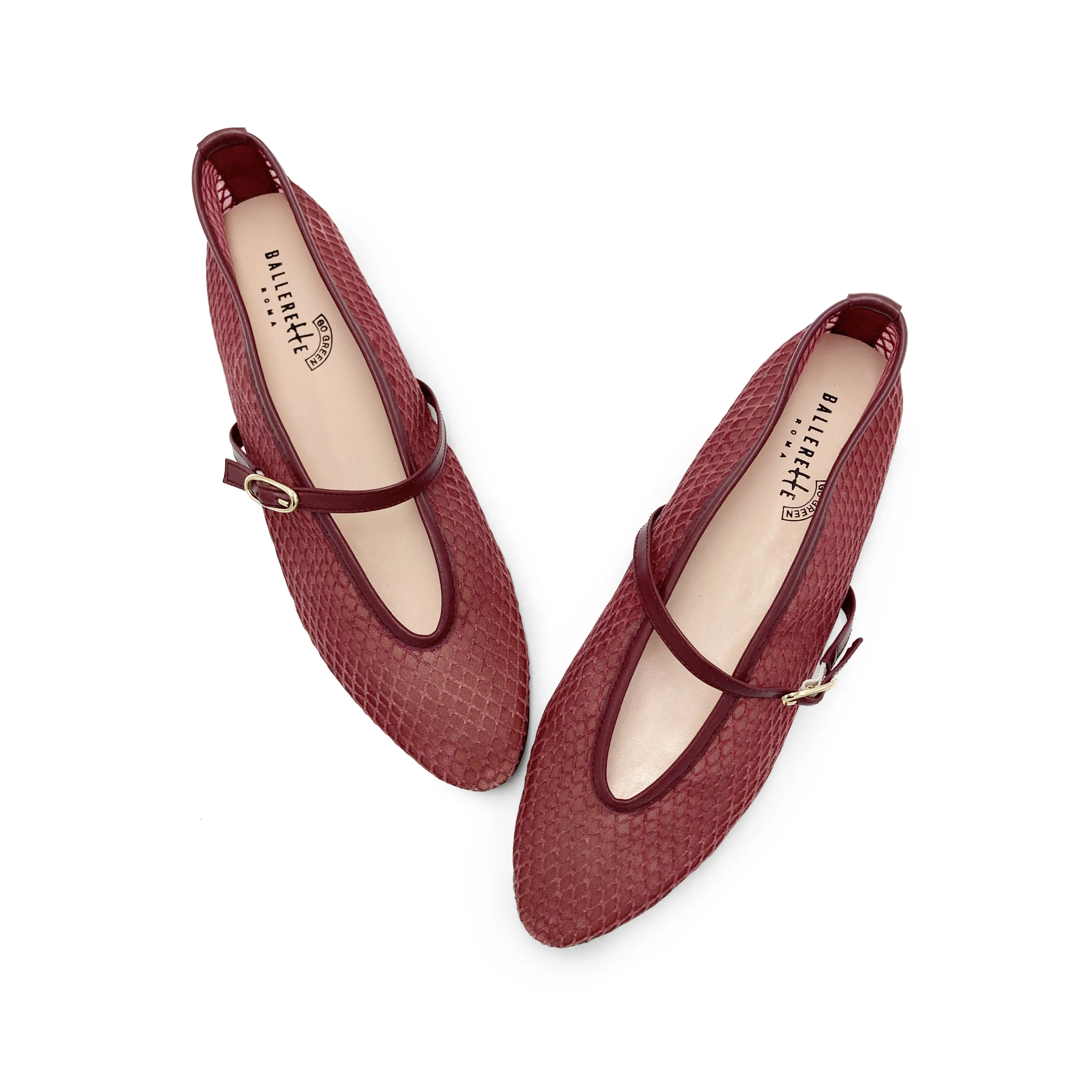 TT GO GREEN Collection - Ballerine mesh trasparenti prugna in tessuto ECO a rete con cinturino - Image 2