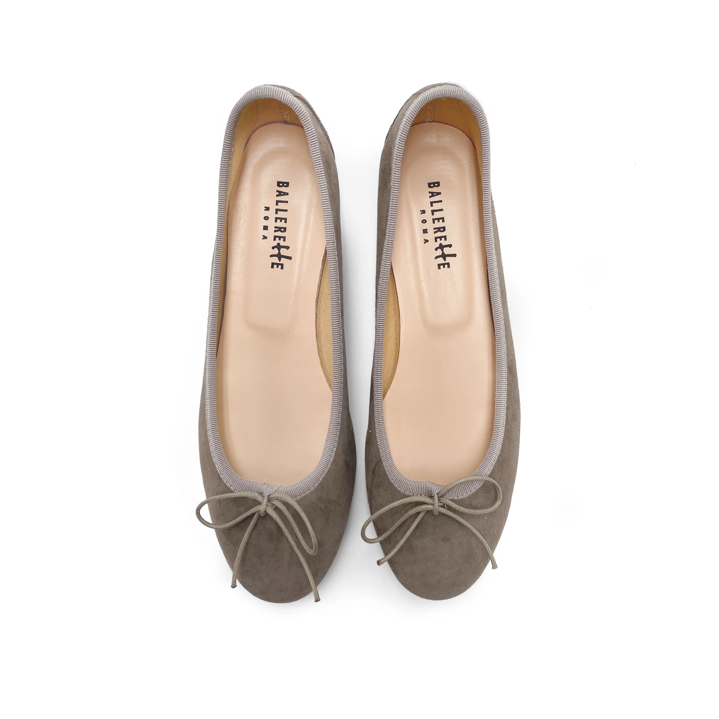 Ballerine taupe con tacco in camoscio - Image 2