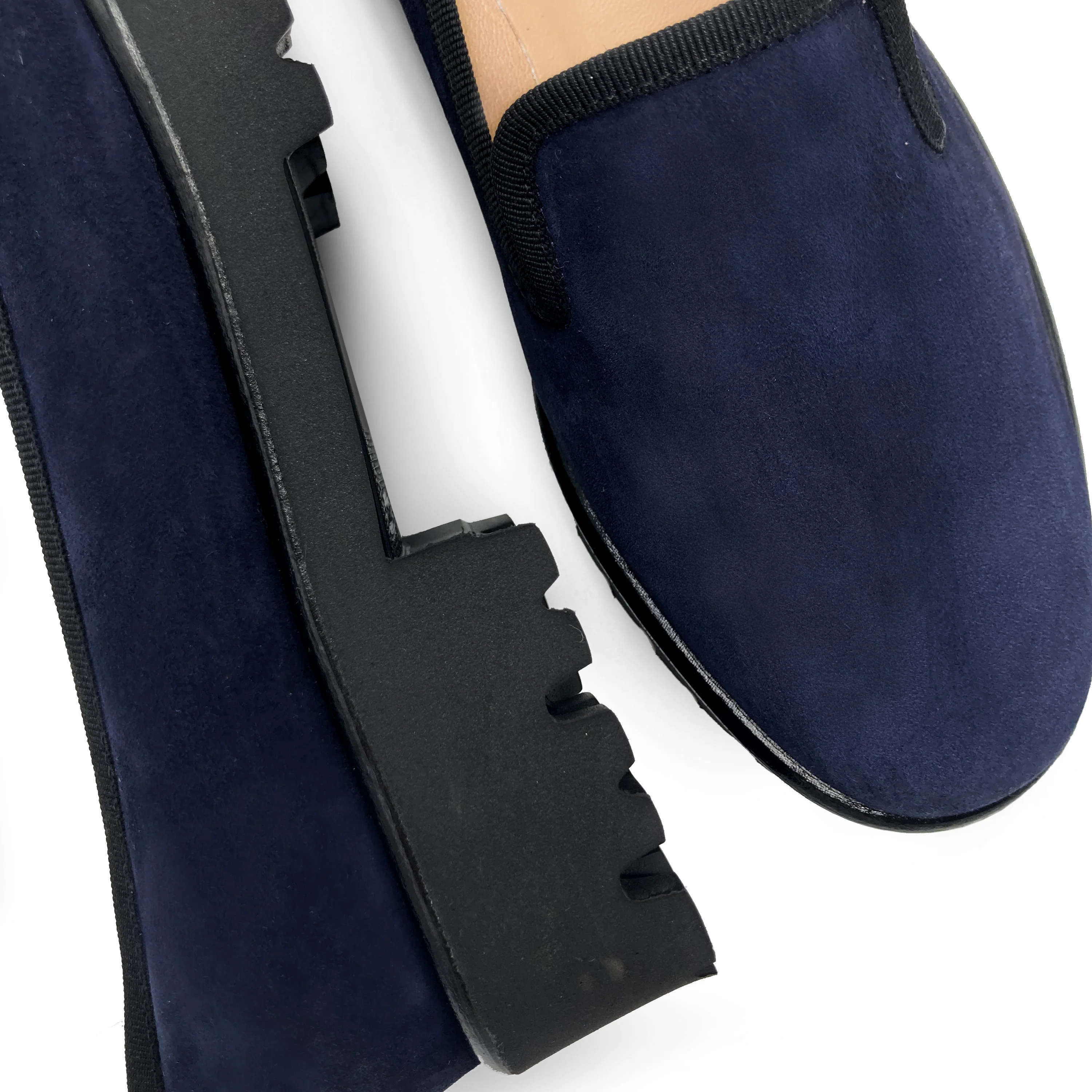 Mocassini da donna platform blu in camoscio - Image 5
