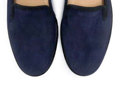 Mocassini da donna platform blu in camoscio - Image 6