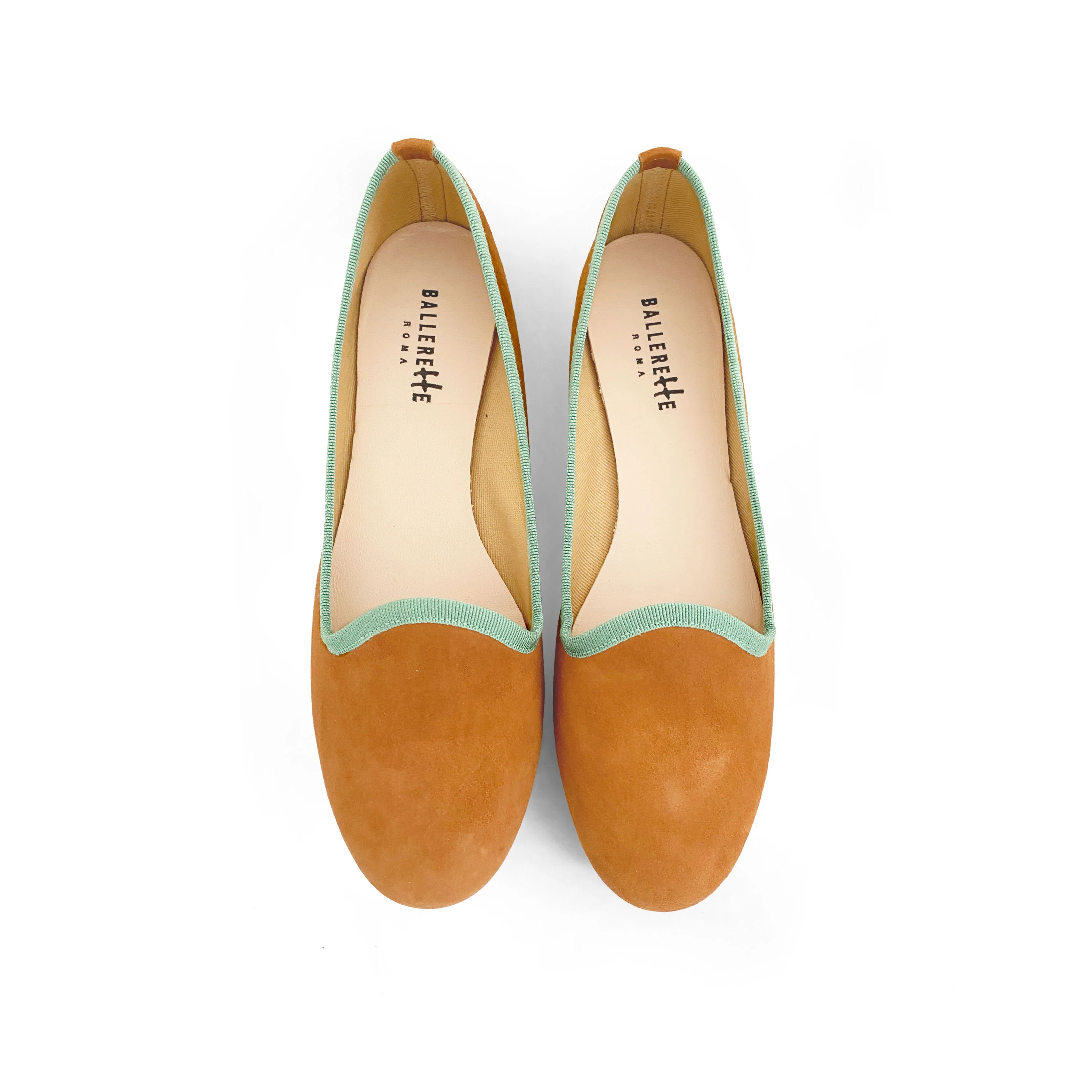 Slippers donna in camoscio cuoio e gros grain verde